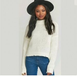 Show Me Your Mumu Cream Cody Distressed Cropped Sweater